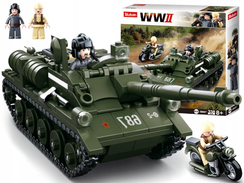 Bez Marki Blokai SU-85 TANK Tank Destroyer + Armija 2 FIGURES + variklis + PRIEDAI