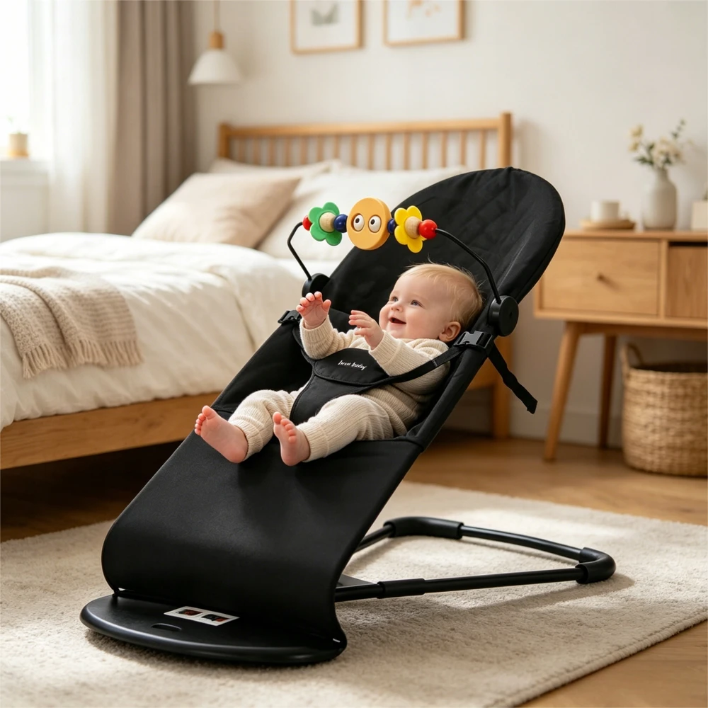Bez Marki Bouncer Rocker Kūdikiams Cradle Rocker | Juoda