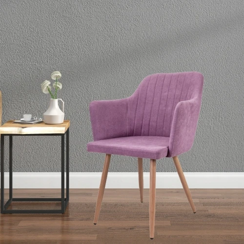 Bez Marki Brit stilinga violetinė kėdė su medžio imitacijos kojomis