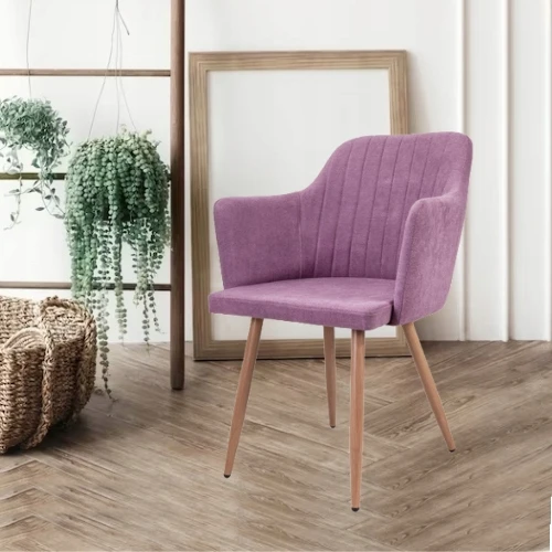 Bez Marki Brit stilinga violetinė kėdė su medžio imitacijos kojomis