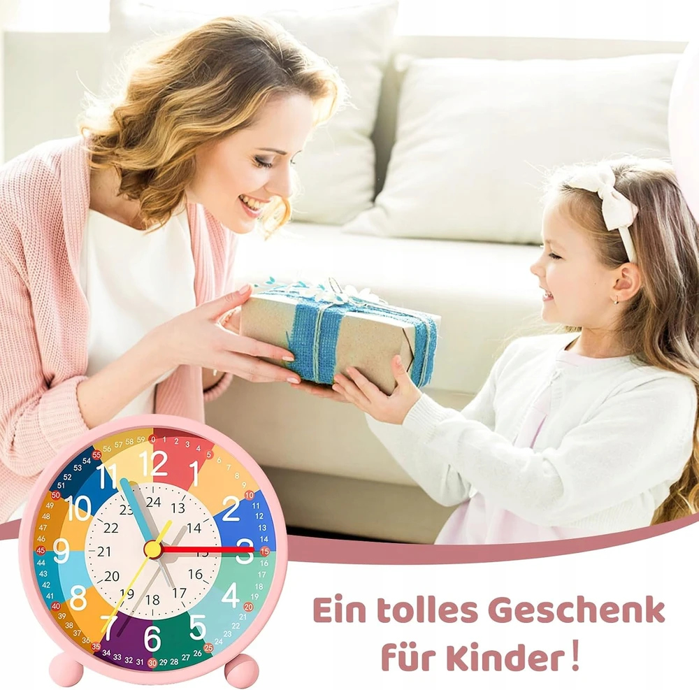 Bez Marki BUDZIK DLA DZIECI ROŽINĖ 11,5CM TARCZA EDUKACYJNA BEZ TYKANIA LAMPKA