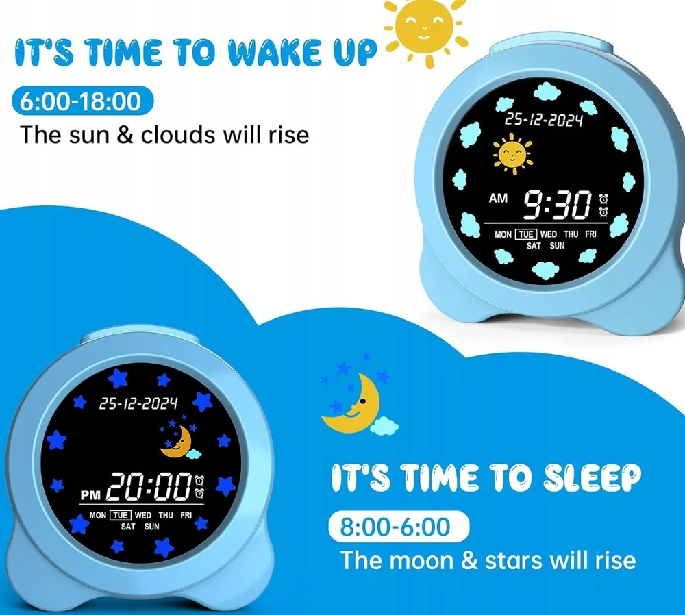 Bez Marki BUDZIK ZEGAR ALARM DRZEMKA Naktinė lempa LED DLA DZIECI RGB TRENER SNU JXN
