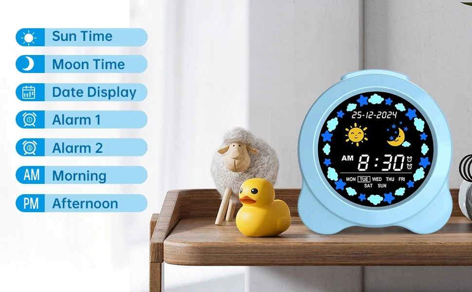Bez Marki BUDZIK ZEGAR ALARM DRZEMKA Naktinė lempa LED DLA DZIECI RGB TRENER SNU JXN