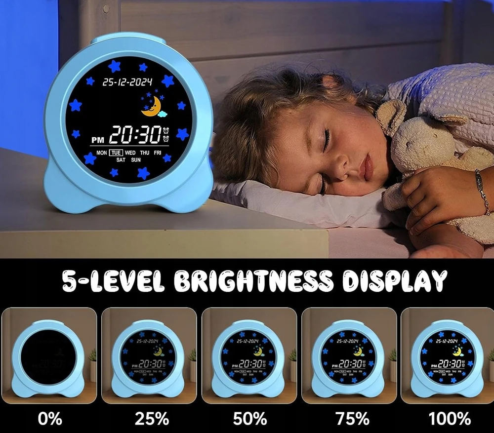 Bez Marki BUDZIK ZEGAR ALARM DRZEMKA Naktinė lempa LED DLA DZIECI RGB TRENER SNU JXN