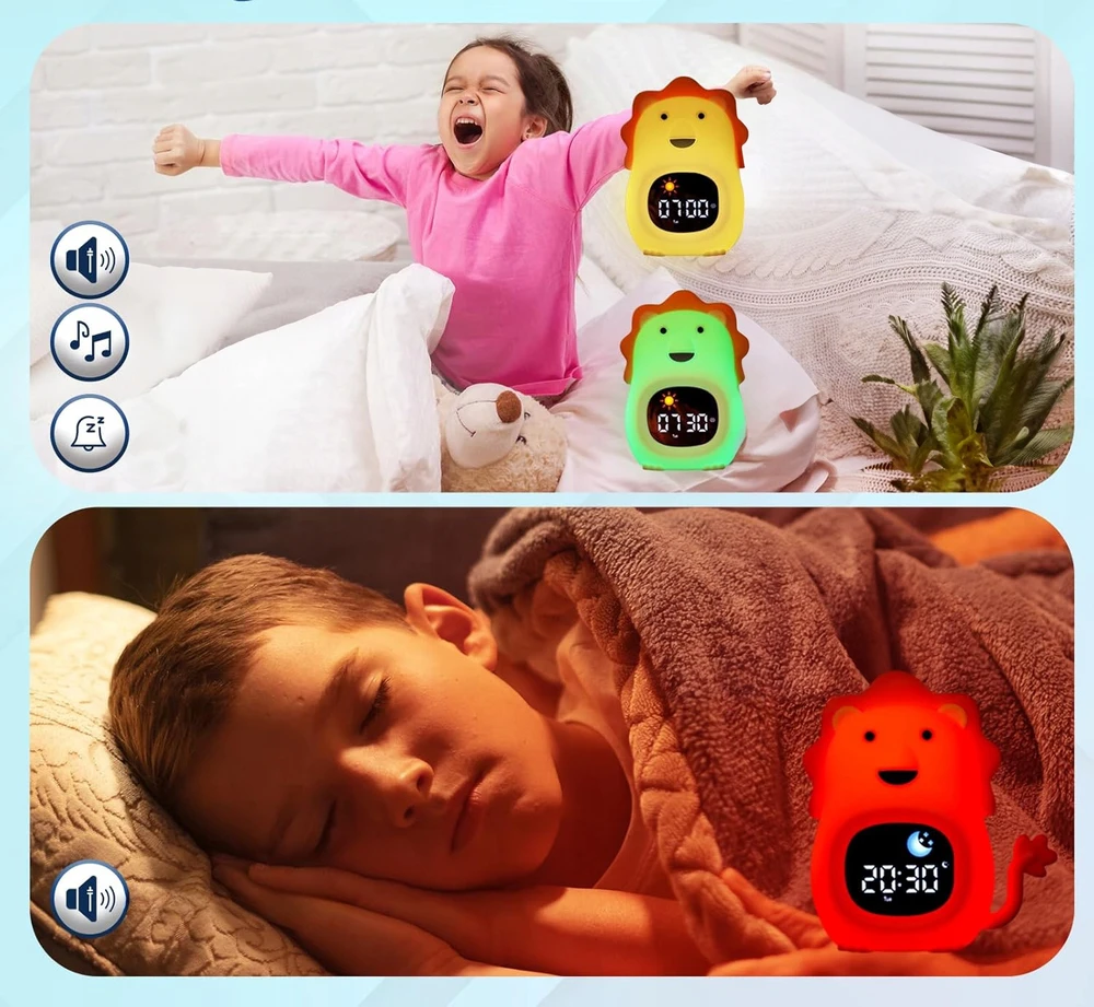 Bez Marki BUDZIK ZEGAR ALARM DRZEMKA Naktinė lempa LED DLA DZIECI RGB TRENER SNU LEW