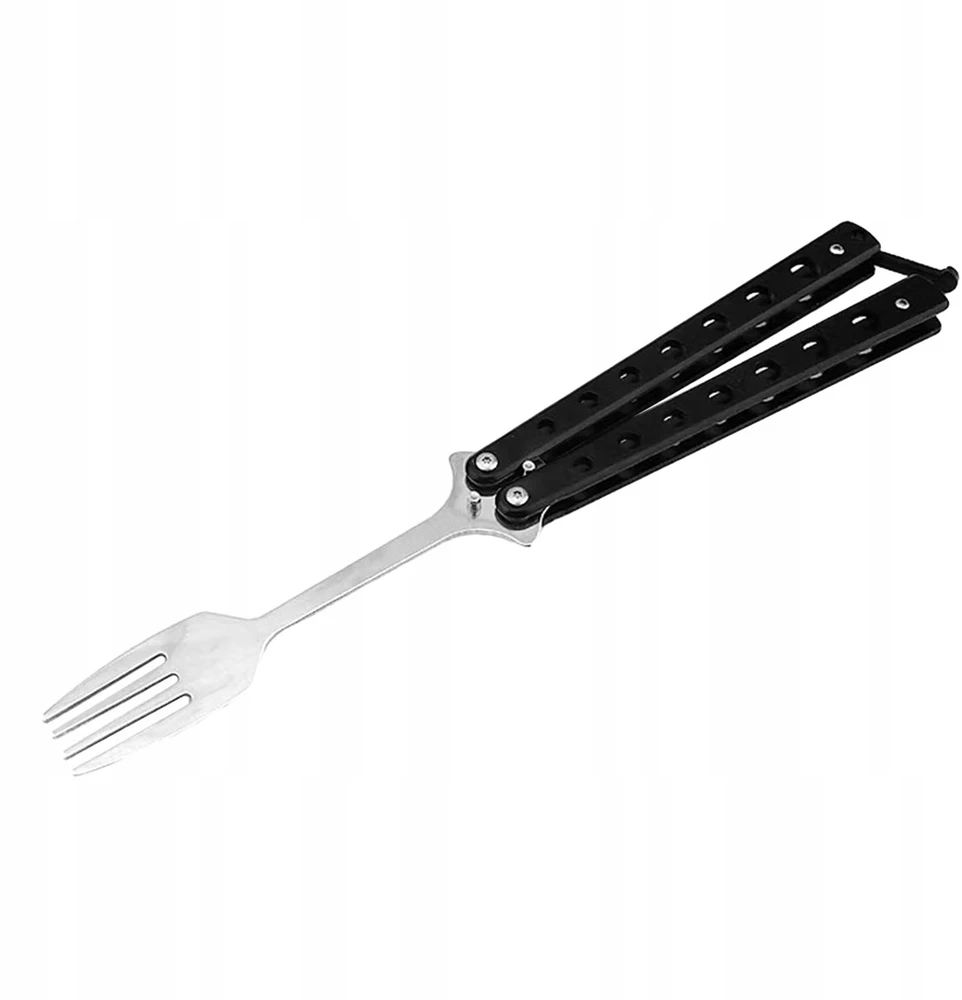 Bez Marki Butterfly Fork lauko indai, nešiojama metalinė drugelio juoda rankena