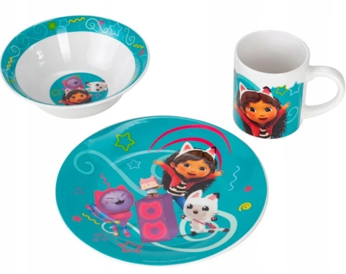 Bez Marki CAT HOUSE GABI GABBY DOLHOUSE Pusryčių komplektas lėkštė, dubuo, puodelis