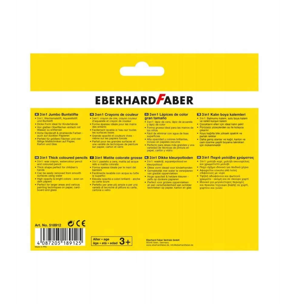 Bez Marki Spalvoti pieštukai EberhardFaber, MiniMaxi be-be, 12 spalvų