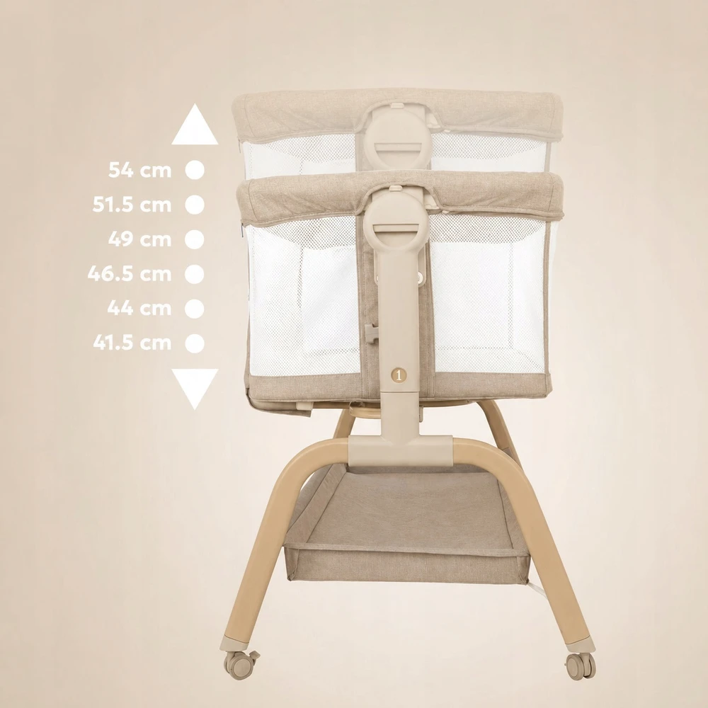 Bez Marki Concepthood Nestwell łóżeczko dostawne su kołyską Linen rusvai gelsvas