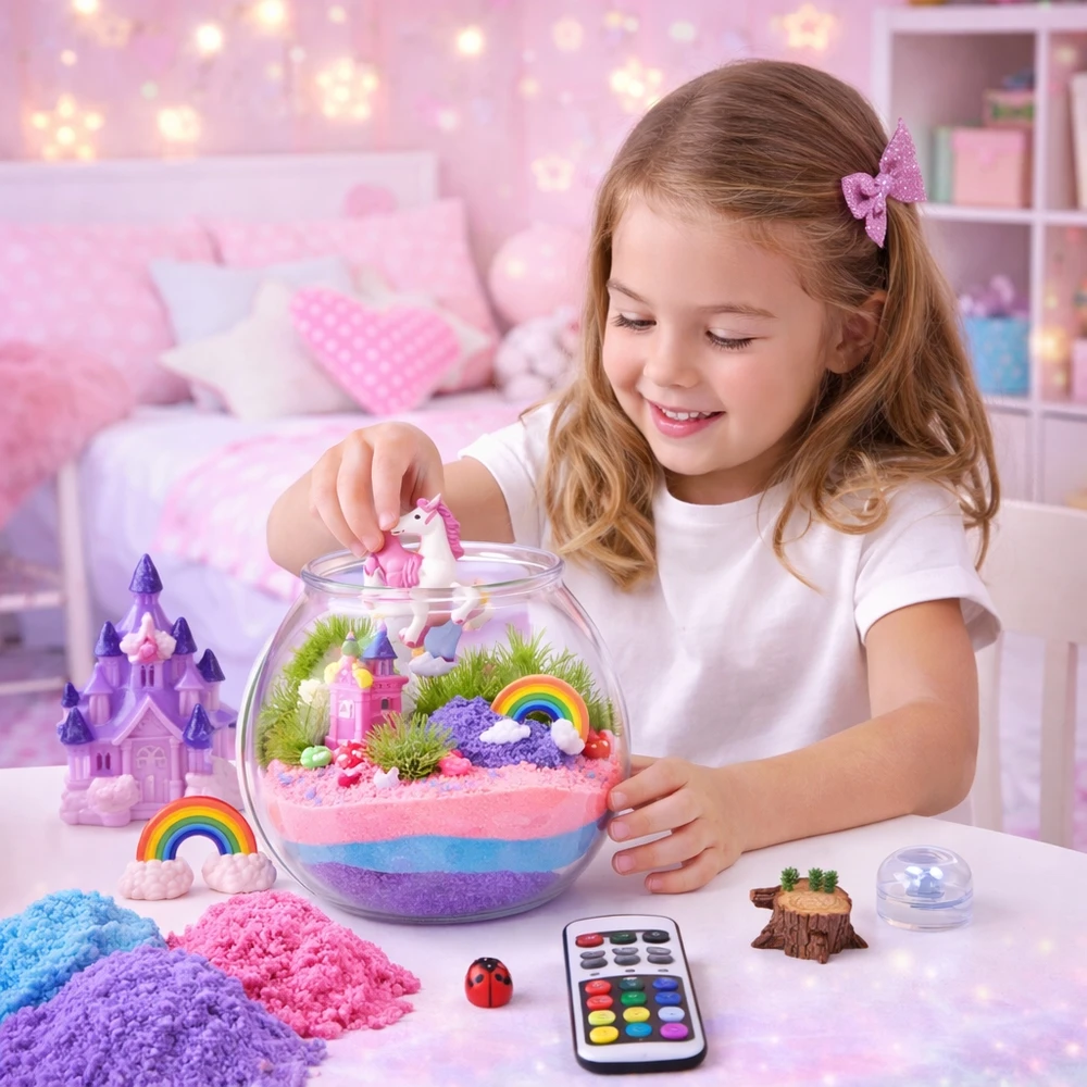 Bez Marki CREATIVE DIY UNICORN KIT MAGICAL TERRARIUM LED FONNIS ŠVIETIMAS + NUOTOLINIO PULTAS