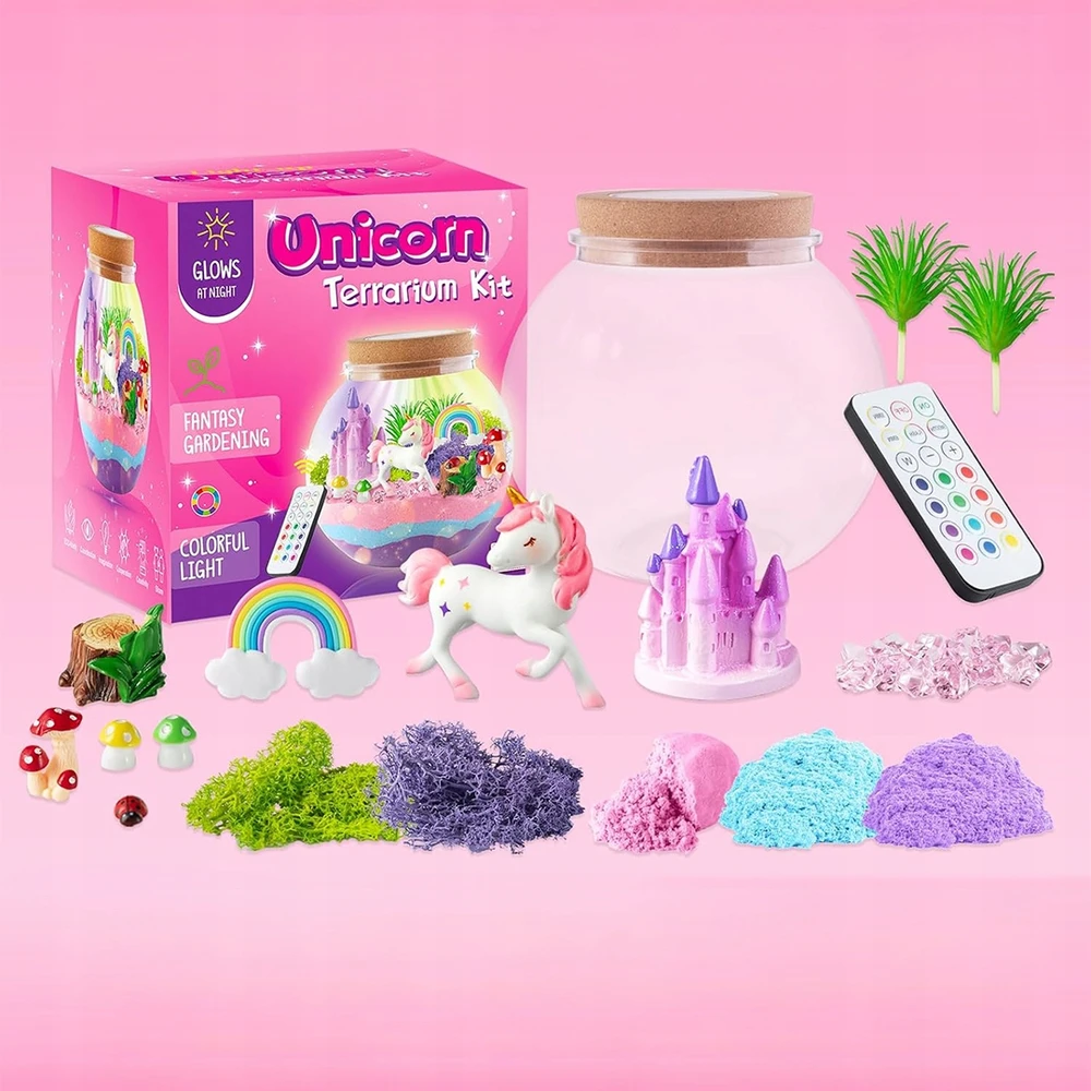 Bez Marki CREATIVE DIY UNICORN KIT MAGICAL TERRARIUM LED FONNIS ŠVIETIMAS + NUOTOLINIO PULTAS