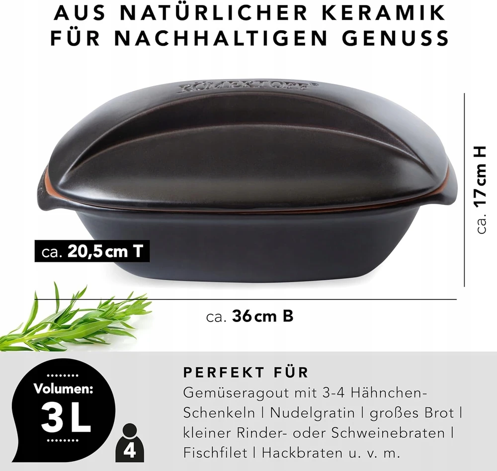 Bez Marki CULINARIO Romėniškas puodas, keptuvė - 3 litrai, iš keramikos
