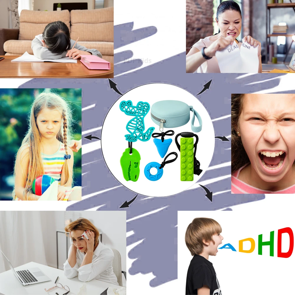 Bez Marki Dantys vaikams, sensorinis, logopedinis, autizmas, ADHD, PUF dėklas, didelis komplektas