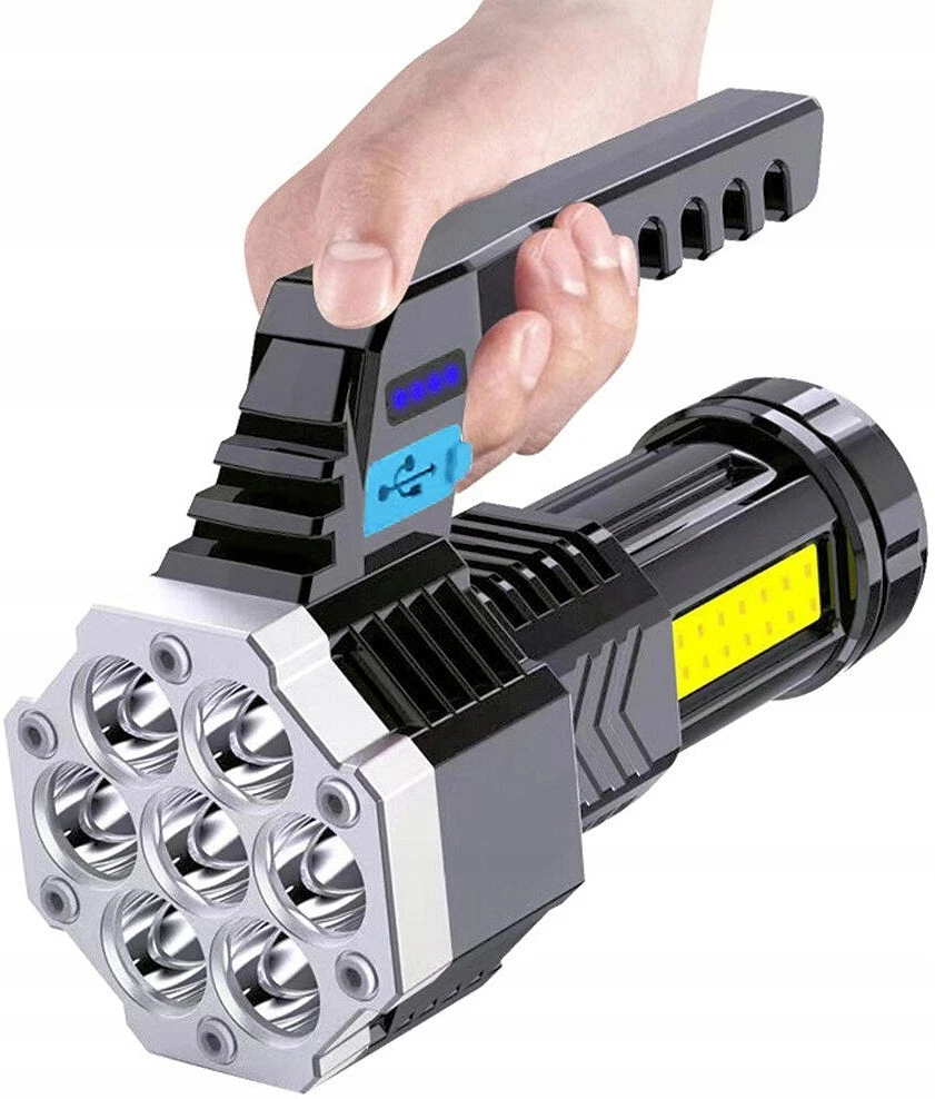 Bez Marki Daugiafunkcis taktinis žibintuvėlis su rankena įkraunamas 7x LED + COB