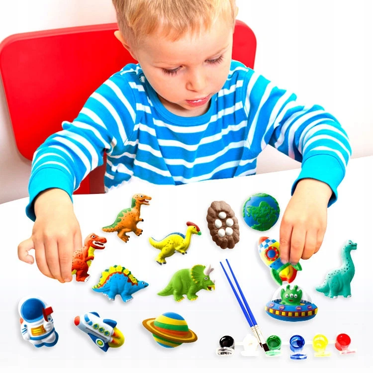 Bez Marki DAŽYMO RINKINYS VAIKAMS 3D DINOZAURŲ FIGURĖLIŲ DAŽŲ MONTESSA šepetėliai