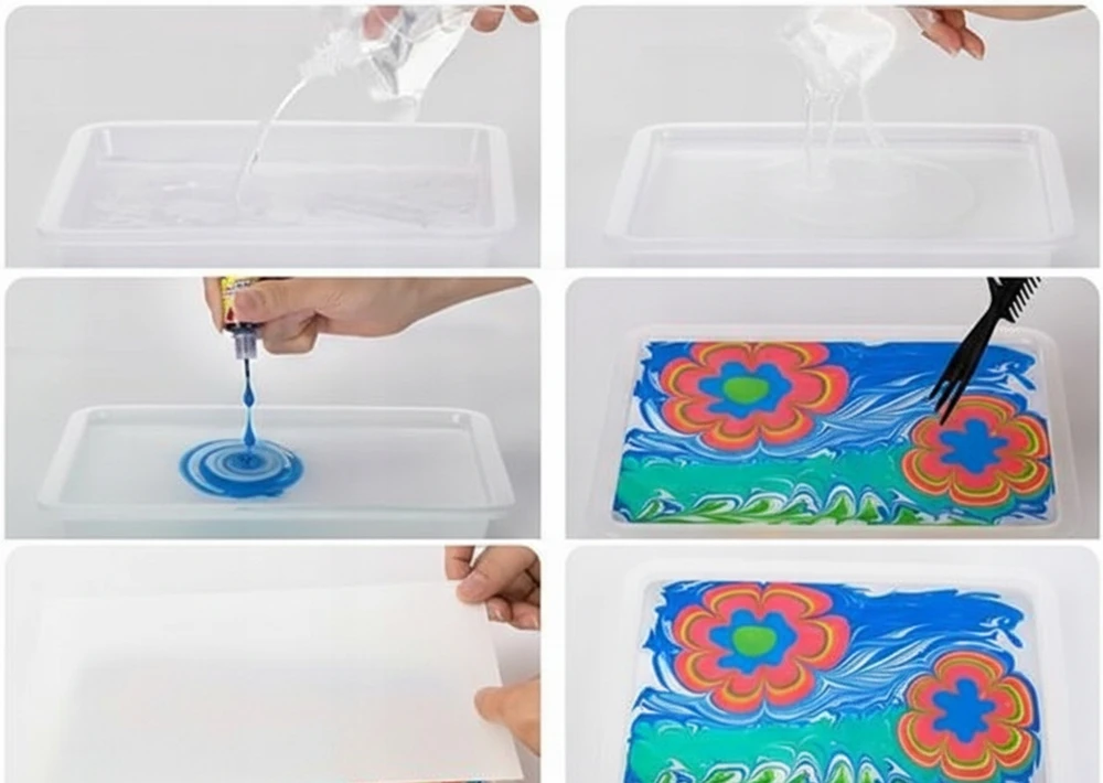 Bez Marki DAŽYMO RINKINYS VANDENIUI EBRU DAŽAI MAGICAL CREATIVE KIT A5 DIY