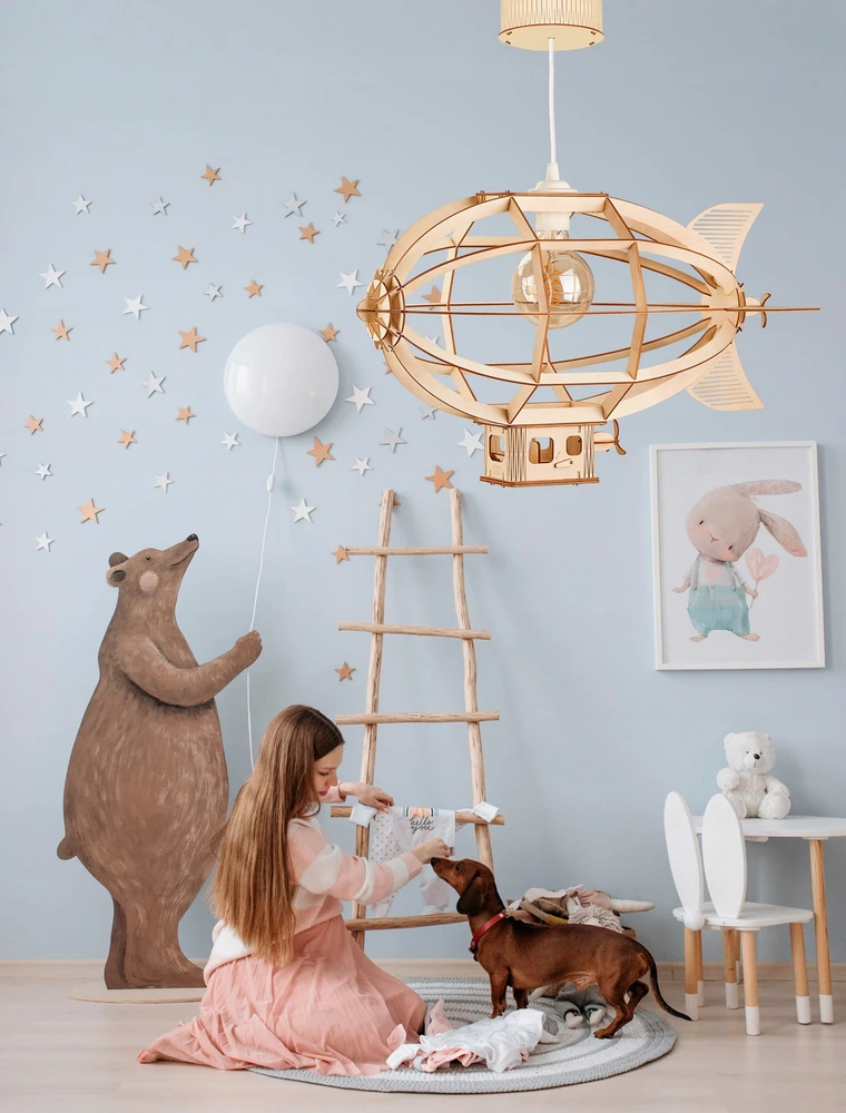 Bez Marki Deku Sterowiec Lampa wisząca dziecięca drewniana
