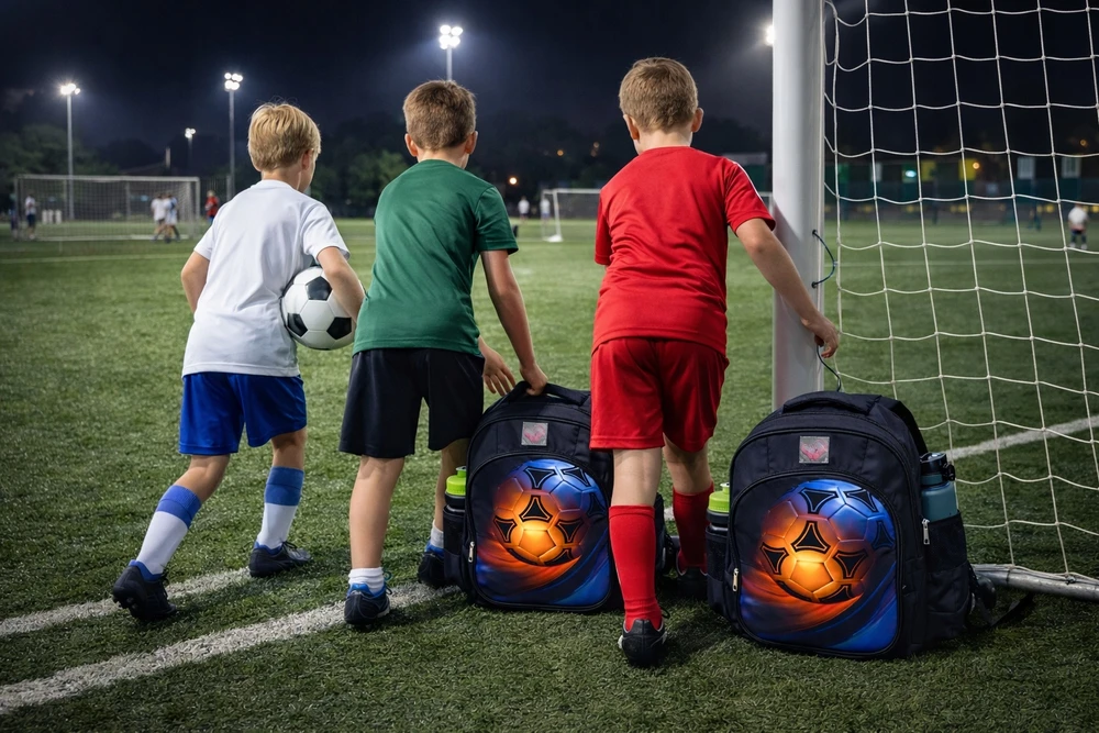 Bez Marki Didelė talpi jaunimo futbolo mokyklinė kuprinė, 3 skyreliai