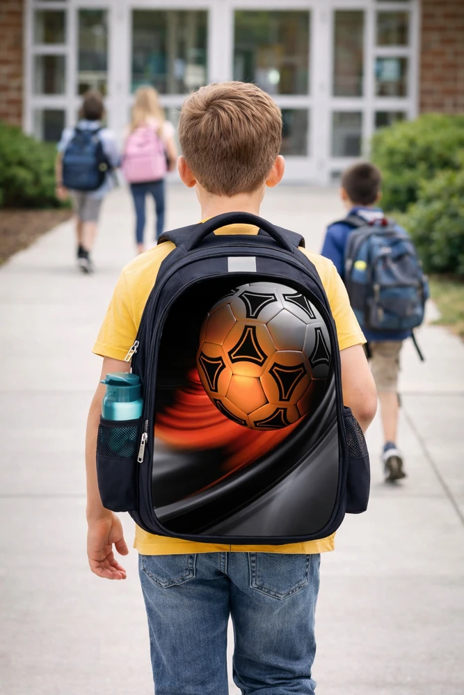 Bez Marki Didelė talpi jaunimo futbolo mokyklinė kuprinė, 3 skyreliai