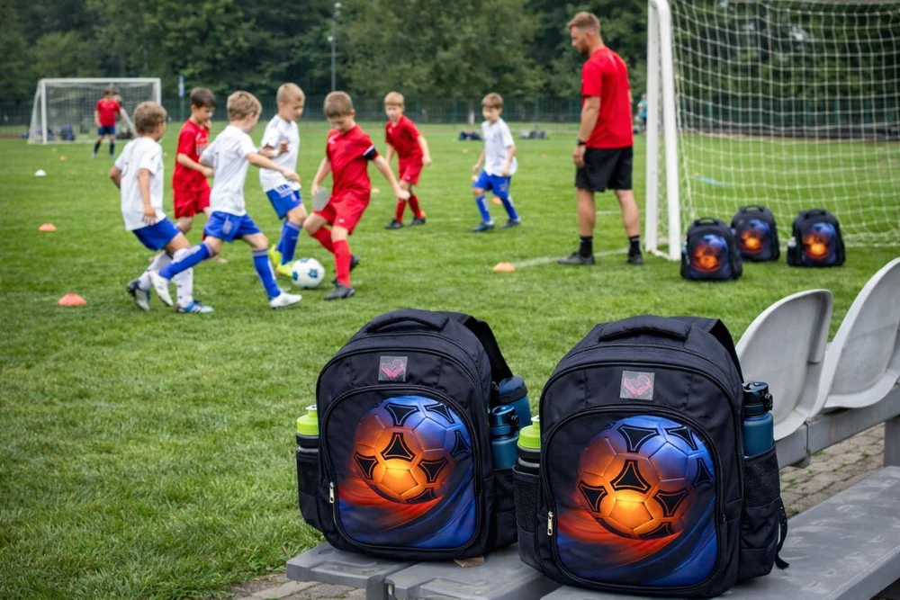 Bez Marki Didelė talpi jaunimo futbolo mokyklinė kuprinė, 3 skyreliai