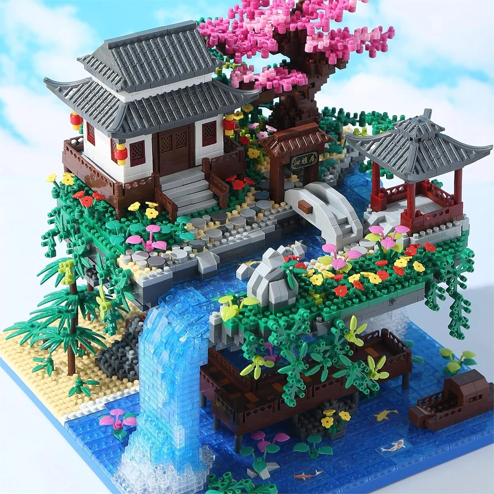 Bez Marki Dideli KONSTRUKCINIAI BLAKAI BONSAI MEDŽIO VYŠNIŲ ŽIEJIMAI Kinų namas 3320vnt.