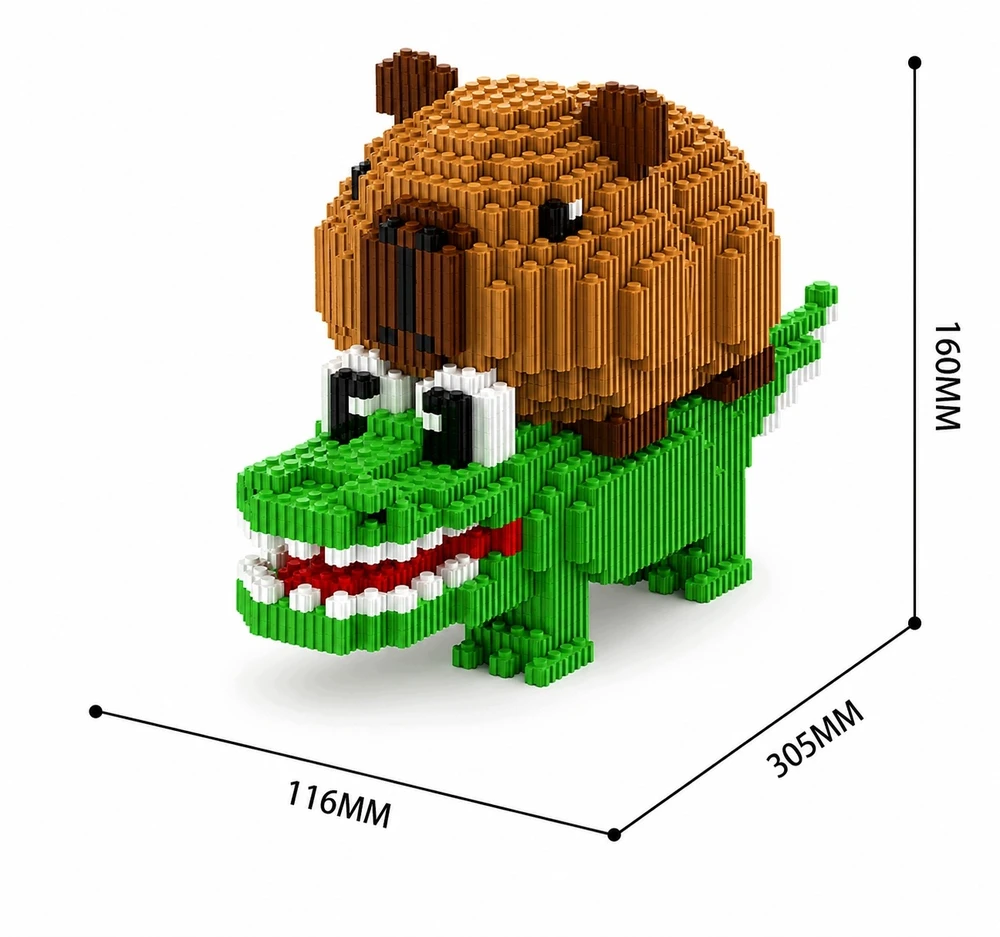 Bez Marki DIDELIS 3D BLOKŲ RINKINYS CAPYBARA ANT CROCODILE 3227 EL DIY FIGURINĖS VAIKAMS
