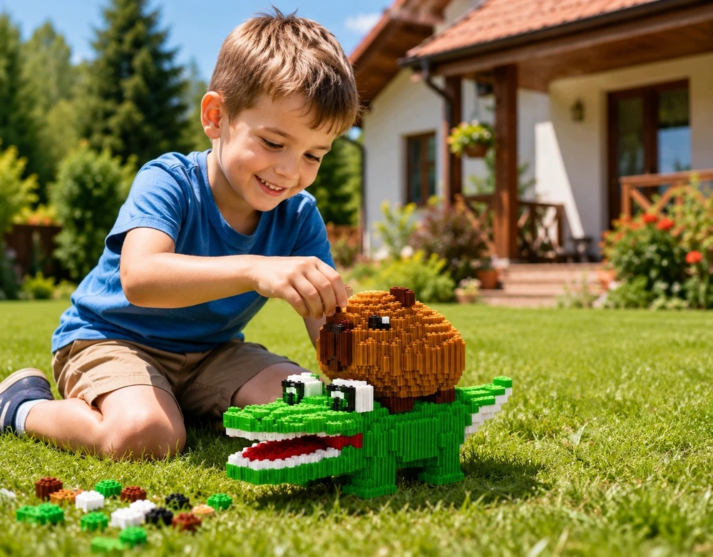 Bez Marki DIDELIS 3D BLOKŲ RINKINYS CAPYBARA ANT CROCODILE 3227 EL DIY FIGURINĖS VAIKAMS