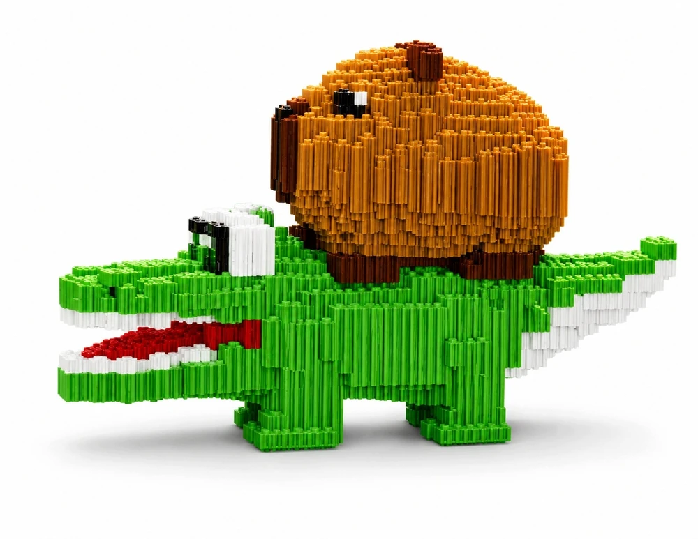 Bez Marki DIDELIS 3D BLOKŲ RINKINYS CAPYBARA ANT CROCODILE 3227 EL DIY FIGURINĖS VAIKAMS