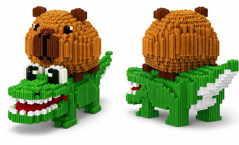 Bez Marki DIDELIS 3D BLOKŲ RINKINYS CAPYBARA ANT CROCODILE 3227 EL DIY FIGURINĖS VAIKAMS