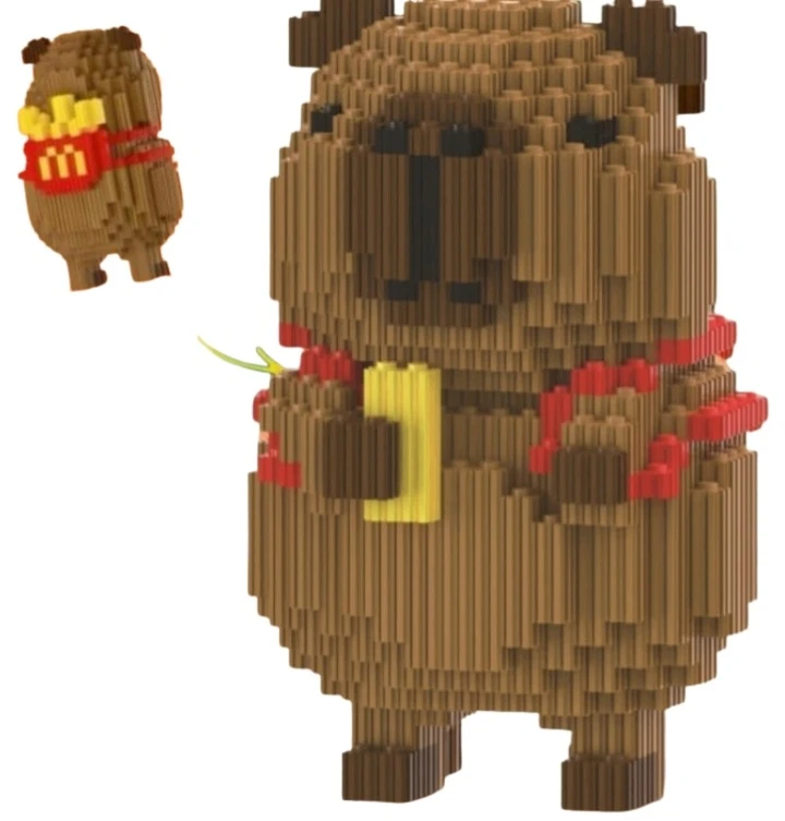 Bez Marki DIDELIS 3D CAPYBARA KALULŲ RINKINYS SU KURINE IR GRUPĖTOMIS 1483 ELEMENTAI. „Pasidaryk pats“ FIGŪRA
