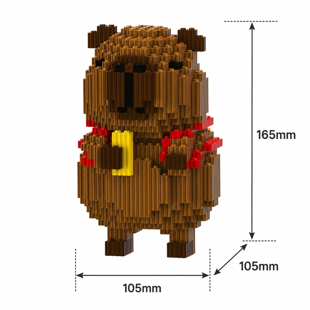 Bez Marki DIDELIS 3D CAPYBARA KALULŲ RINKINYS SU KURINE IR GRUPĖTOMIS 1483 ELEMENTAI. „Pasidaryk pats“ FIGŪRA