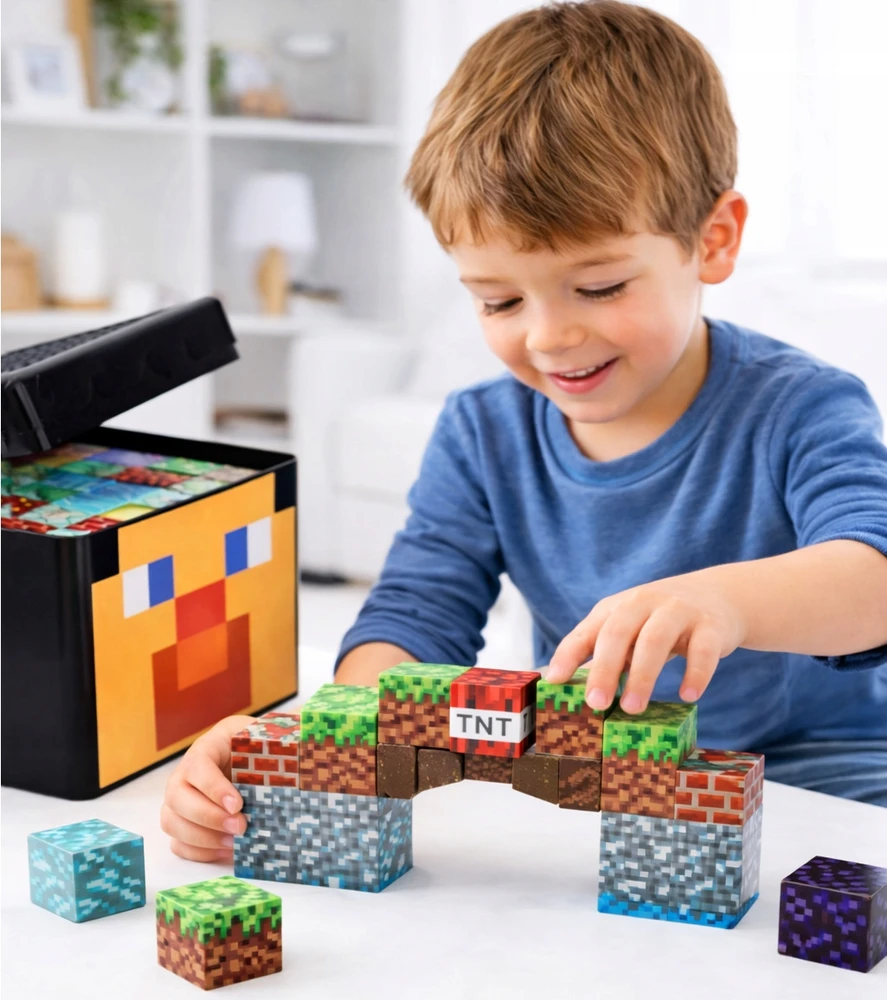 Bez Marki DIDELIS 3D MAGNETINIŲ BLOKŲ RINKINYS 180 vnt + FIGURINĖS dovanų dėžutė