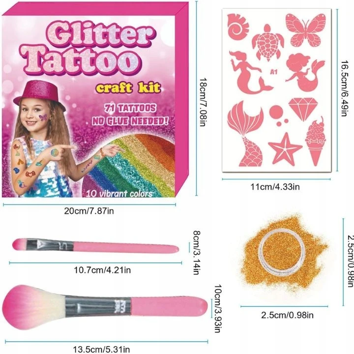 Bez Marki Didelis blizgučių tatuiruočių rinkinys vaikams ir suaugusiems