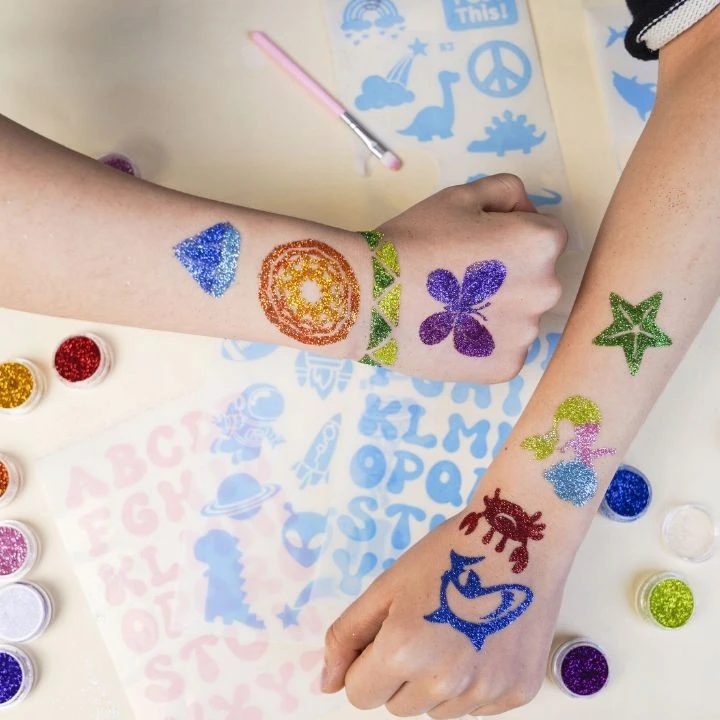 Bez Marki Didelis blizgučių tatuiruočių rinkinys vaikams ir suaugusiems