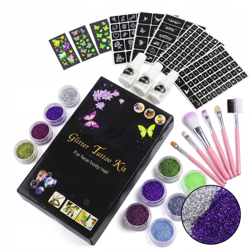 Bez Marki DIDELIS GLITTER TATTOO RINKINYS „pasidaryk pats“ GLITTER TATTUORŲ ŠABLONAI VAIKAMS