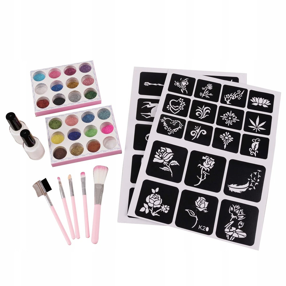 Bez Marki DIDELIS GLITTER TATTOO RINKINYS „pasidaryk pats“ GLITTER TATTUORŲ ŠABLONAI VAIKAMS