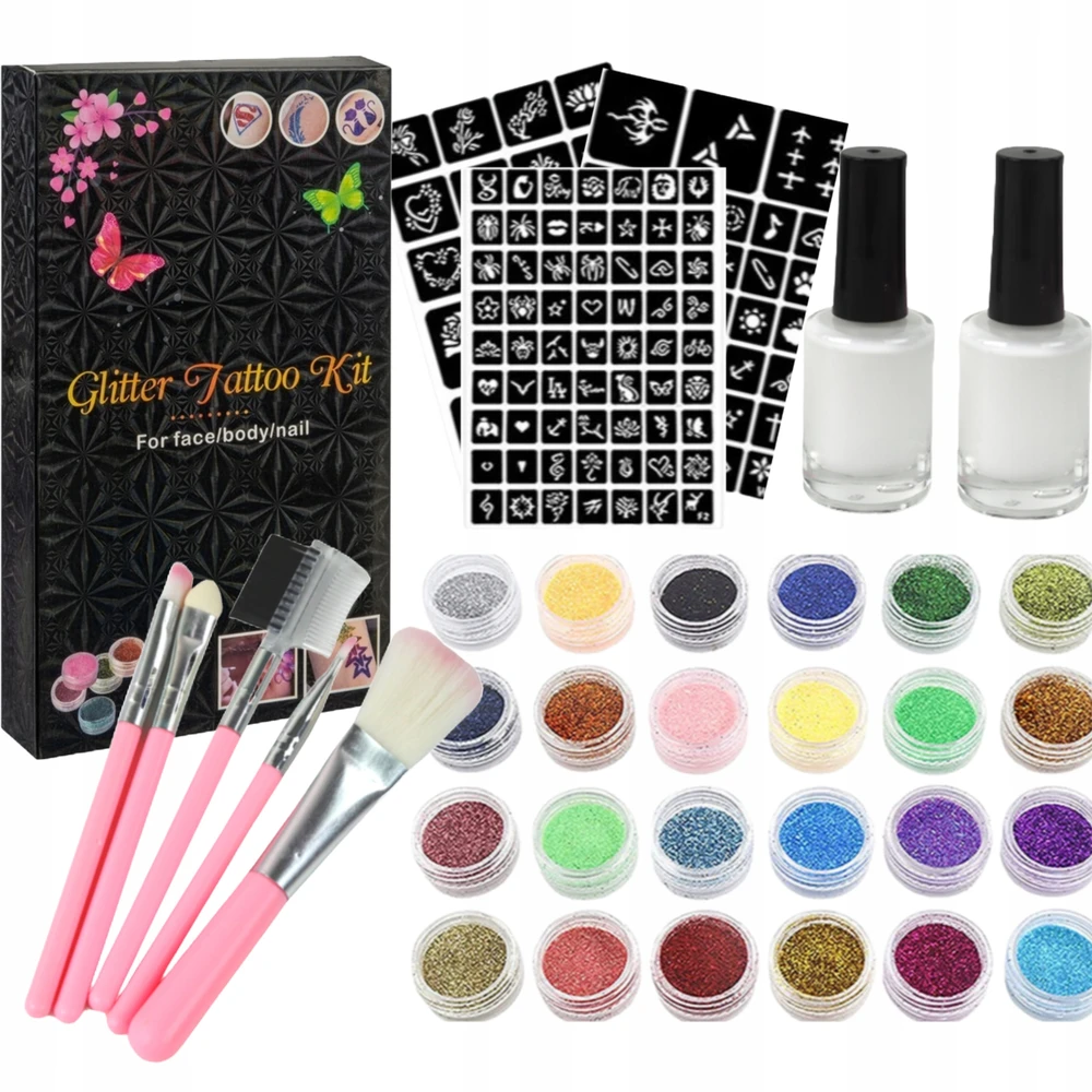 Bez Marki DIDELIS GLITTER TATTOO RINKINYS „pasidaryk pats“ GLITTER TATTUORŲ ŠABLONAI VAIKAMS