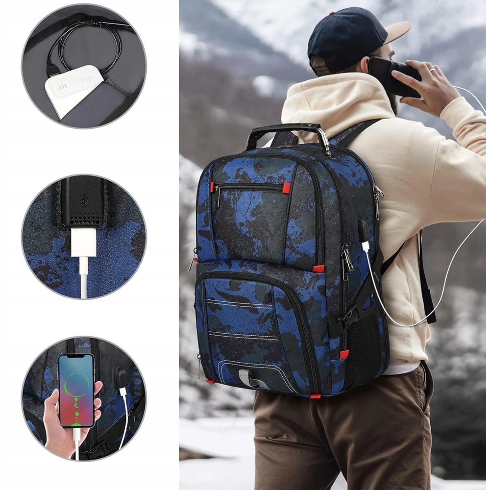 Bez Marki Didelis kelioninis kuprinė su Usb, daug skyrių, talpa 45l