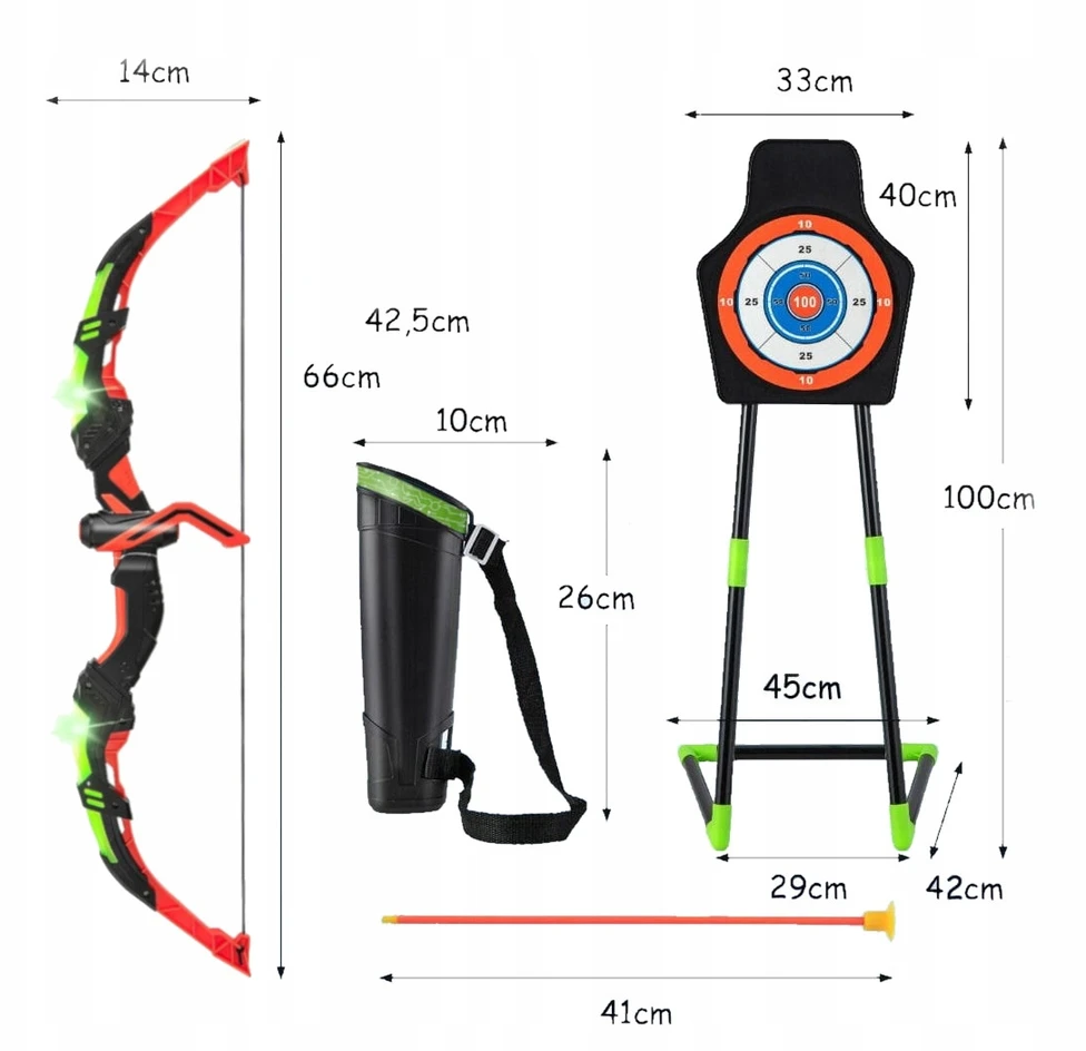 Bez Marki Didelis LED lankas 66cm vaikams strėlės 10vnt Shield Quiver šviečiantis lankas