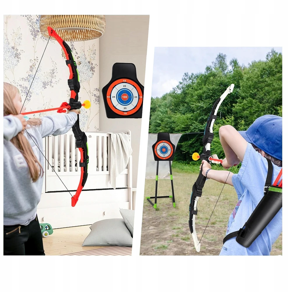Bez Marki Didelis LED lankas 66cm vaikams strėlės 10vnt Shield Quiver šviečiantis lankas