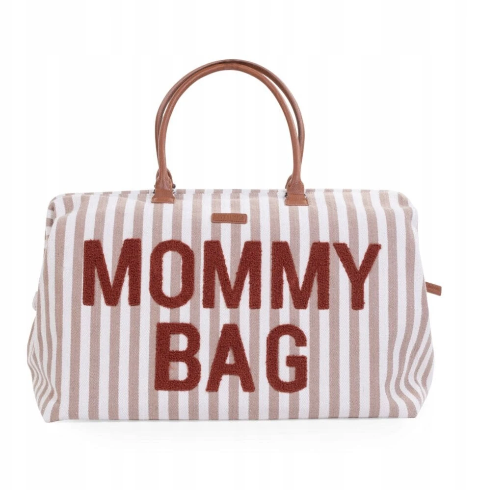 Bez Marki CHILDHOME DIDELIS MAMOS REIKMENŲ KREPŠYS MOMMY BAG, STRIPES - NUDE/TERRACOTTA