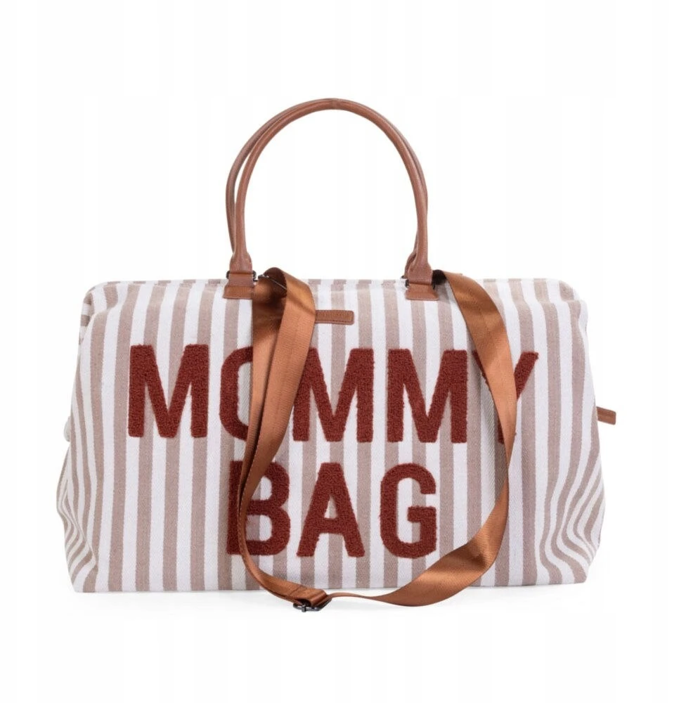 Bez Marki CHILDHOME DIDELIS MAMOS REIKMENŲ KREPŠYS MOMMY BAG, STRIPES - NUDE/TERRACOTTA