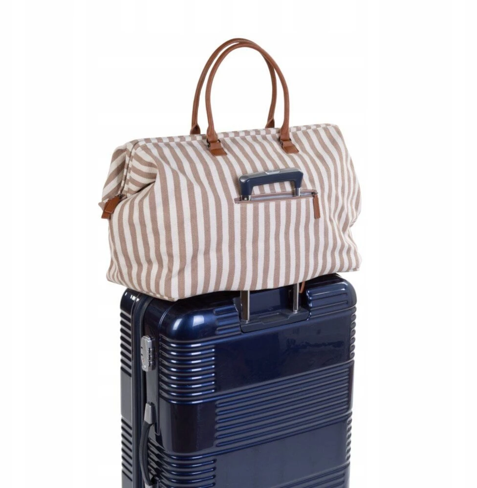 Bez Marki CHILDHOME DIDELIS MAMOS REIKMENŲ KREPŠYS MOMMY BAG, STRIPES - NUDE/TERRACOTTA