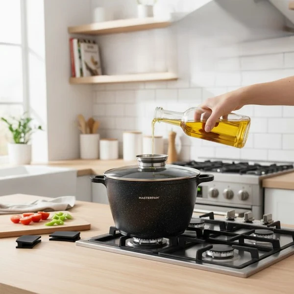 Bez Marki Didelis marmurinis puodas 10L su dangteliu ir aromato rankenėlių sistema 28cm