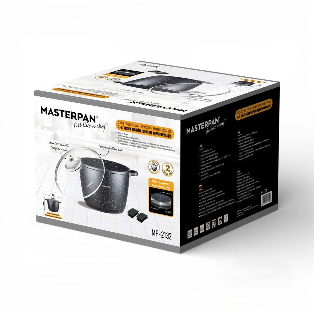 Bez Marki Didelis marmurinis puodas 10L su dangteliu ir aromato rankenėlių sistema 28cm