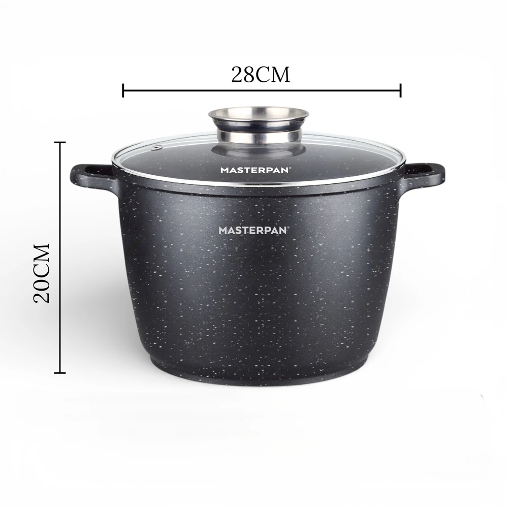 Bez Marki Didelis marmurinis puodas 10L su dangteliu ir aromato rankenėlių sistema 28cm