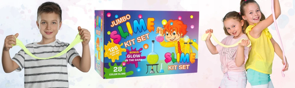 Bez Marki DIDELIS SLIME RINKINYS, SLIMŲ GAMYBAI VAIKAMS PLASTIKOS PASTA 126in1