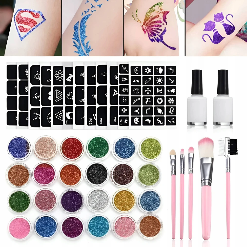 Bez Marki DIDELIS TATUiruočių rinkinys GLITTER TATTUOS ŠABLONAI VAIKAMS XXL