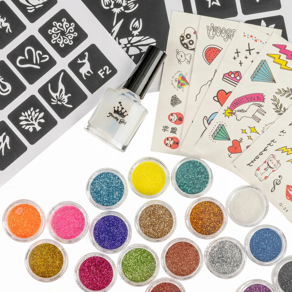 Bez Marki DIDELIS TATUiruočių rinkinys GLITTER TATTUOS ŠABLONAI VAIKAMS XXL