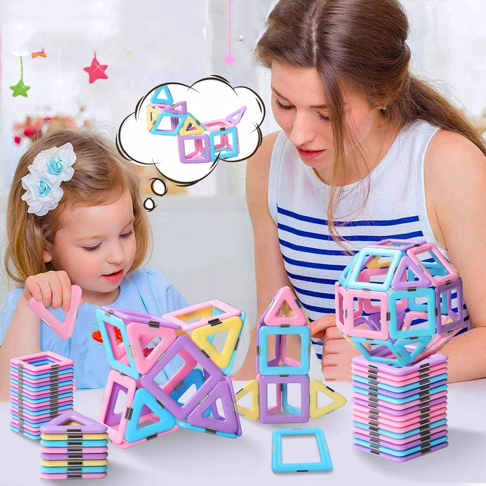 Bez Marki DIDŽIŲJŲ MAGNETINIŲ 3D KONSTRUKCINIŲ BLOKŲ MAGNETINIŲ PLYTELIŲ RINKINYS 40 VIENETŲ PLOKŠČIŲ